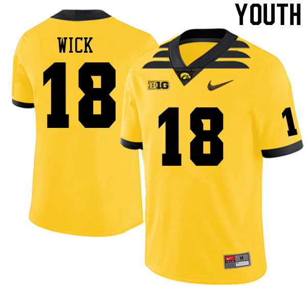 Youth #18 Alec Wick Iowa Hawkeyes College Football Jerseys Sale-Gold
